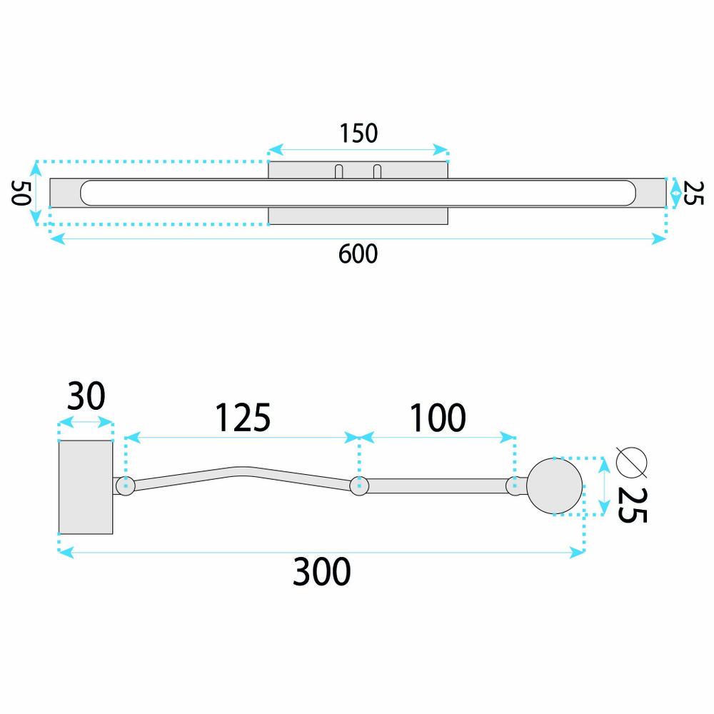 Badrum vägg LED-lampa SWE020-1W 60cm Gold