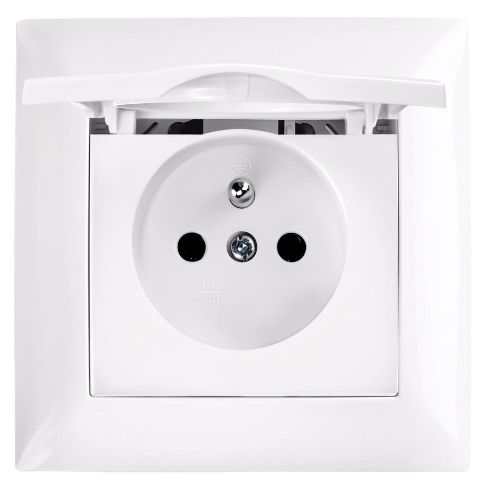 Единичен контакт със заземяване и капаче с рамка OSTE JNH005-G White