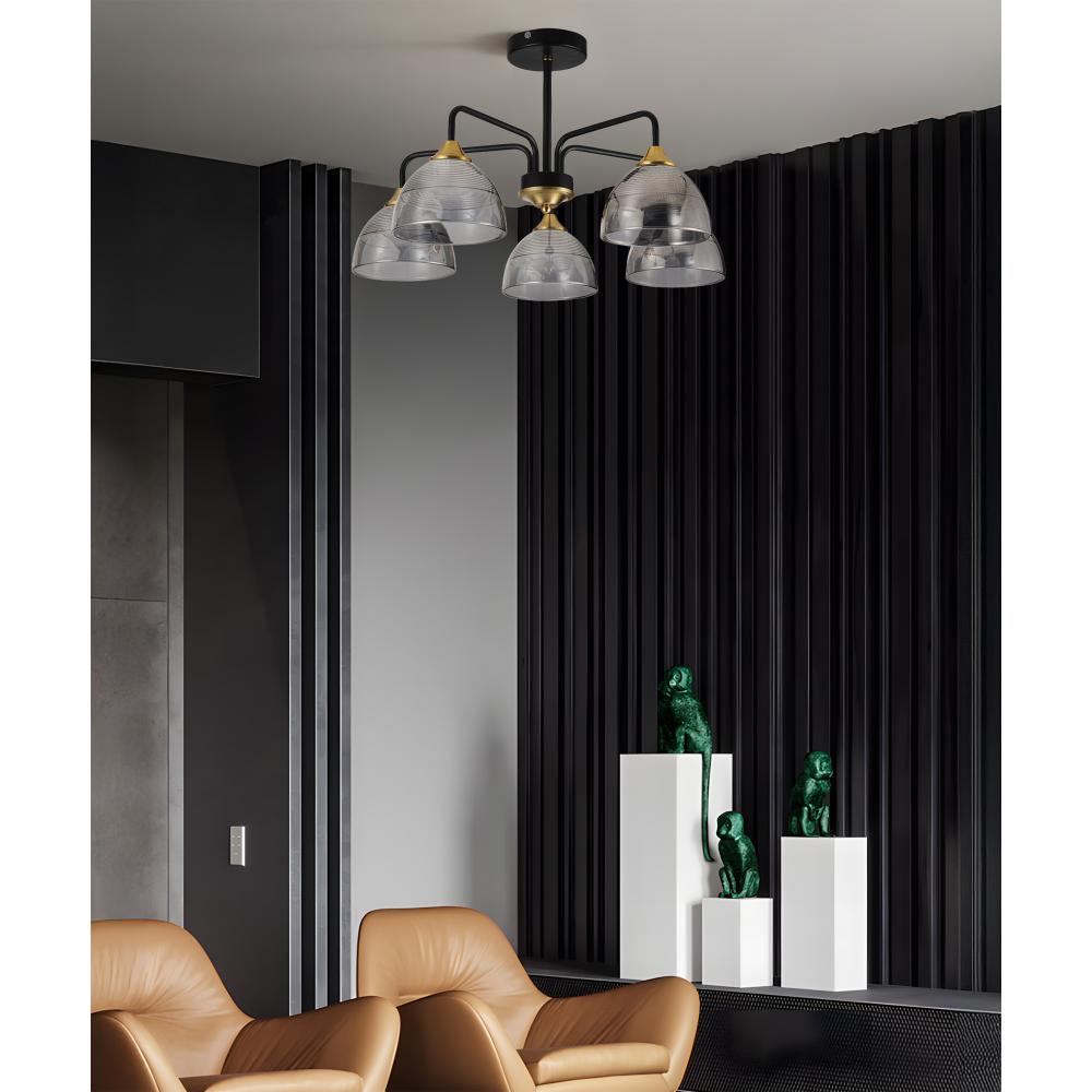 TAKLAMPA HÄNGANDE G085-5C Svart Speglad
