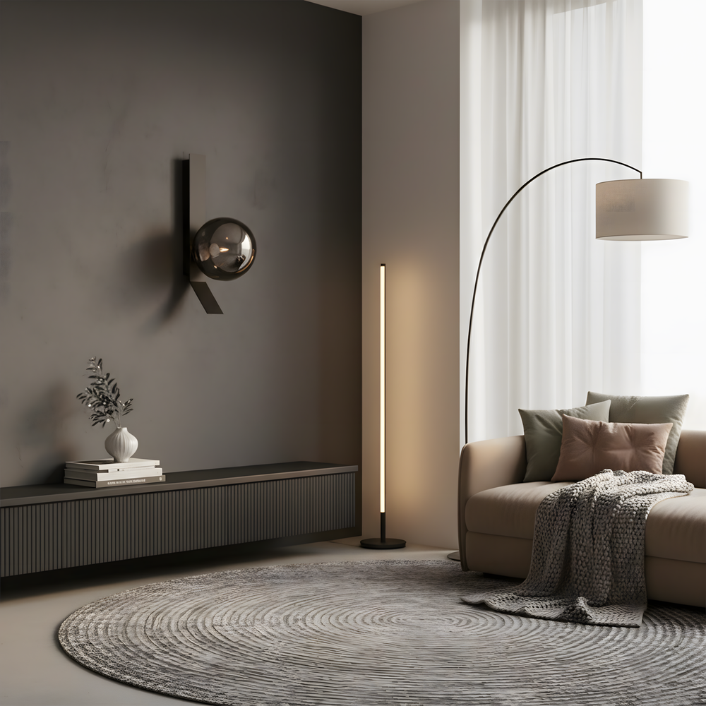 VÄGGLAMPA APP1757-1W SVART KROM