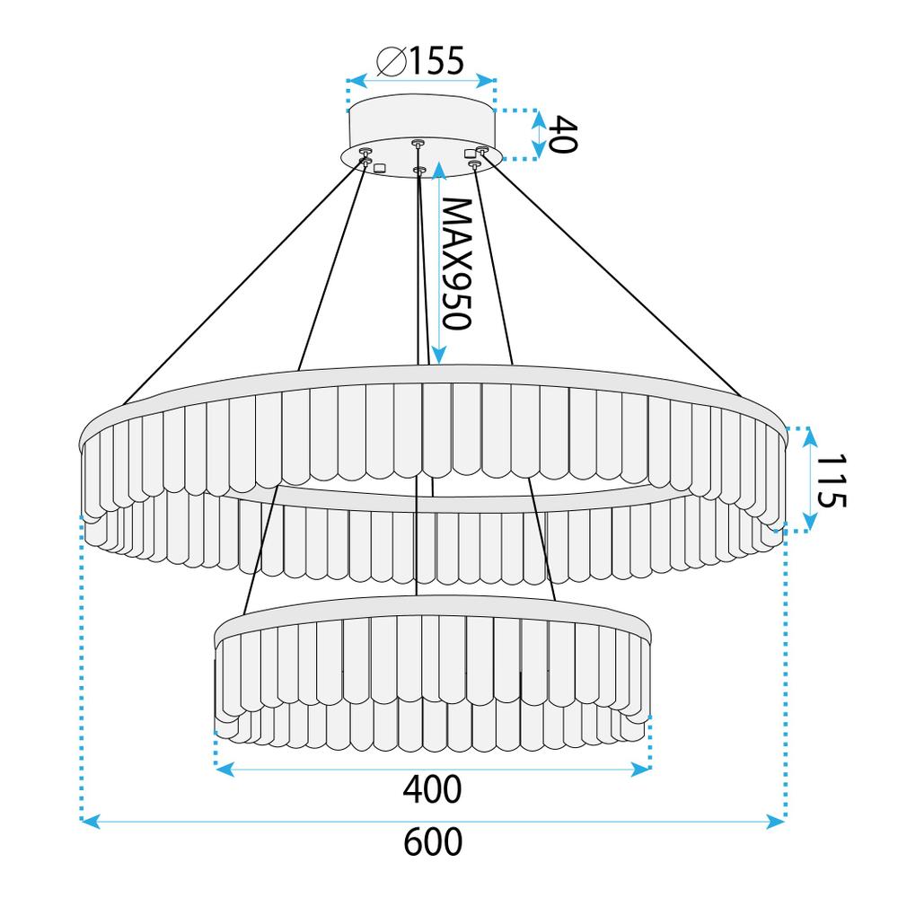 LED-pendellampa APP1750-CP Guld + Fjärrkontroll