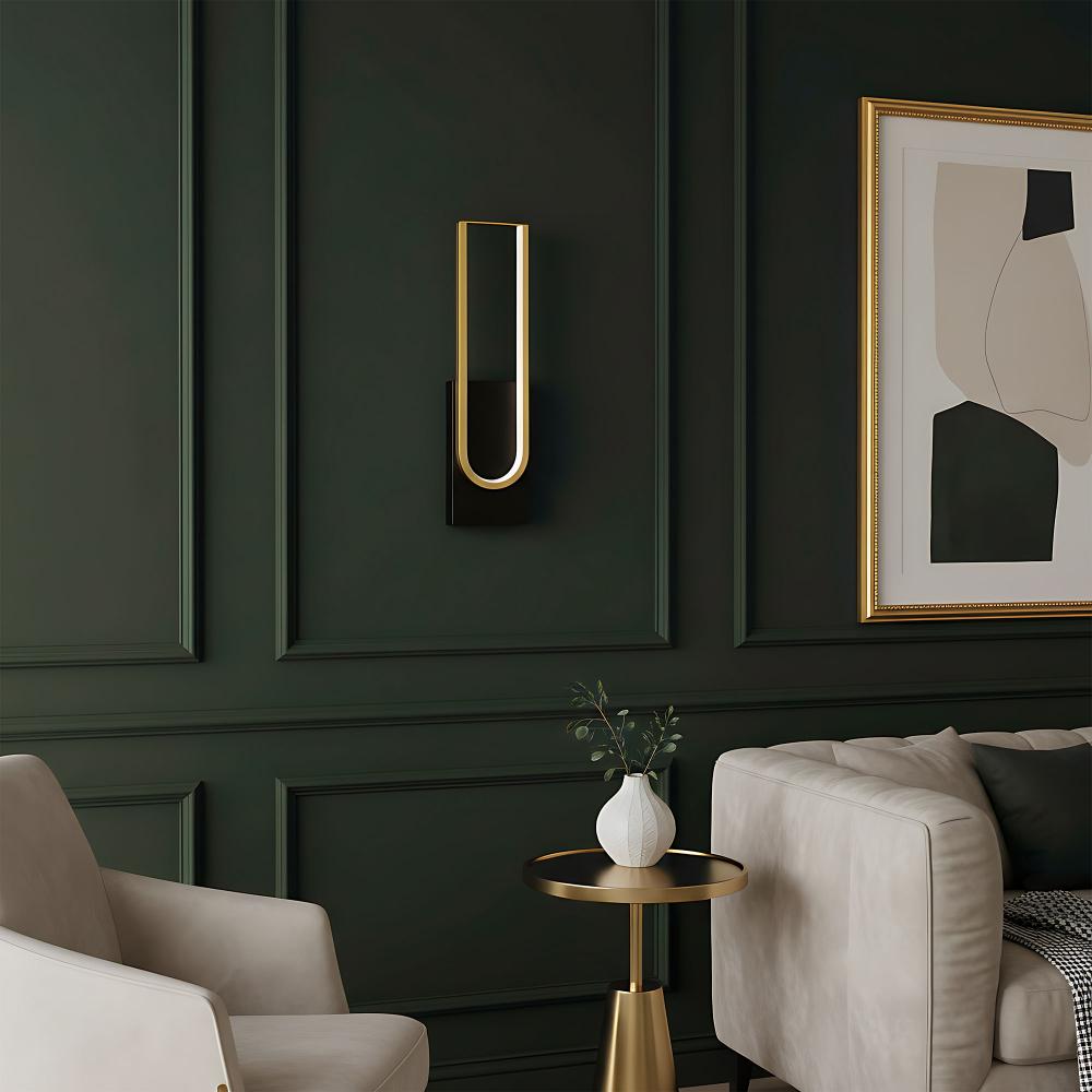Vägglampa LED APP1782-W Borstad Guld/Svart