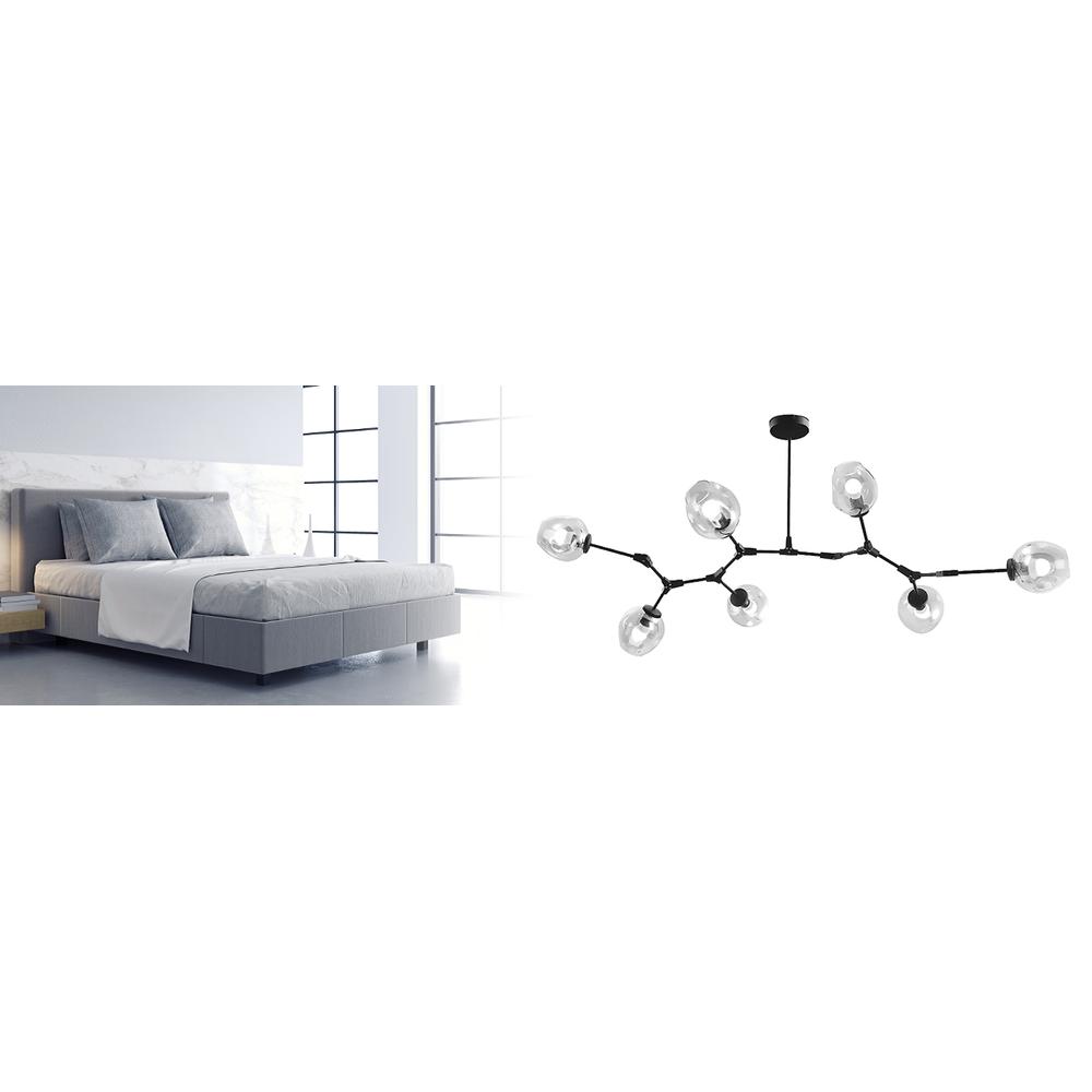 Hänglampa Glasbollar 7 Armar APP505-7C Svart