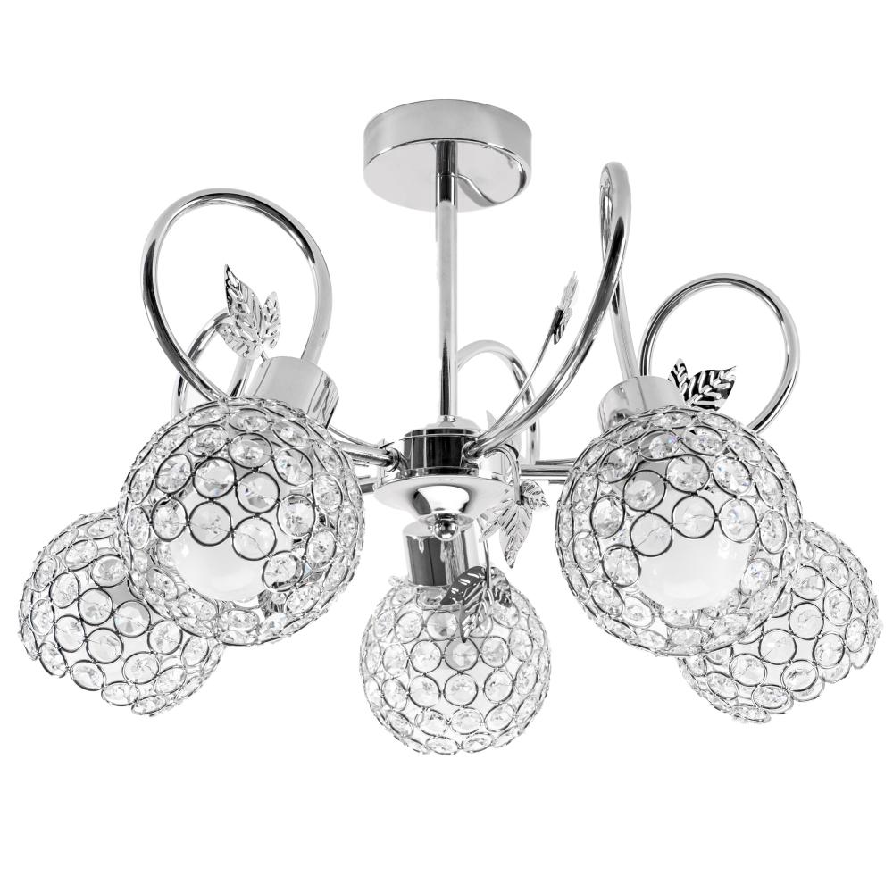Kristallampa Kandelaber med Metallblad APP636-5C