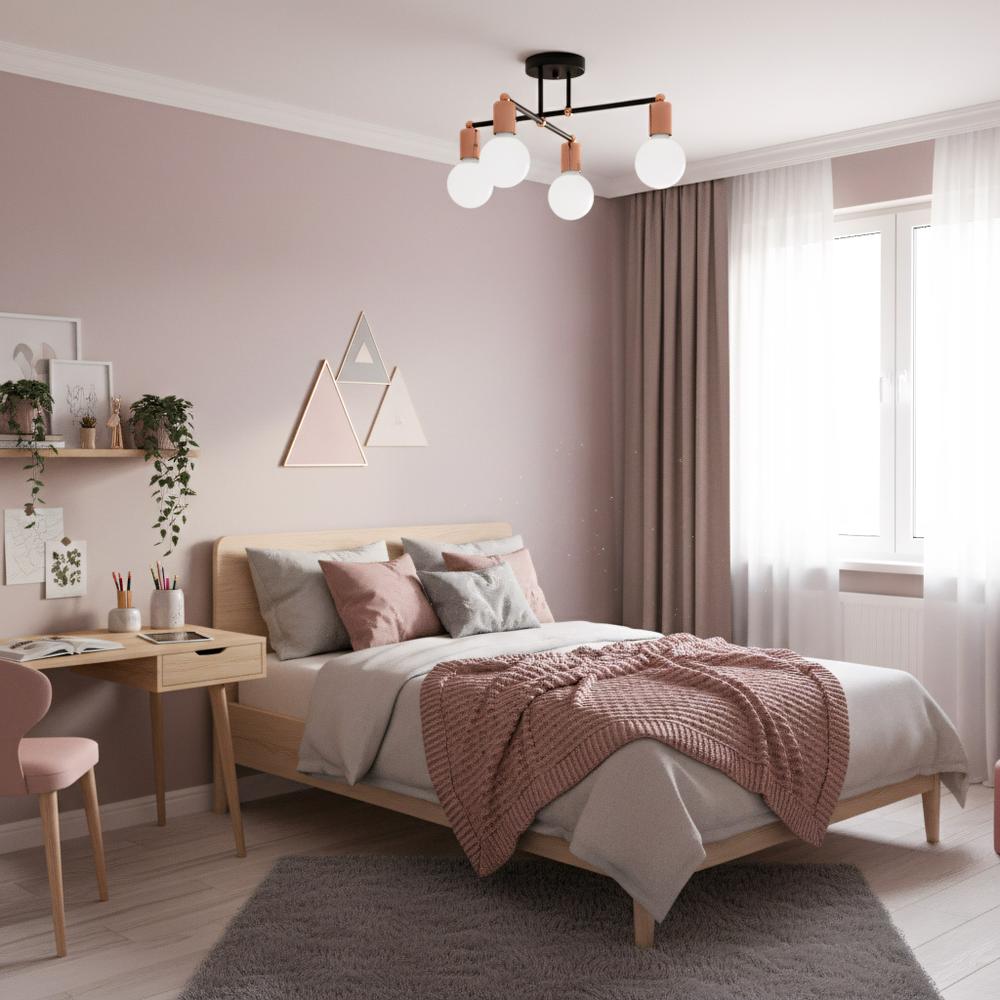 Hängande Fyrflams Taklampa 392200 Roséguld