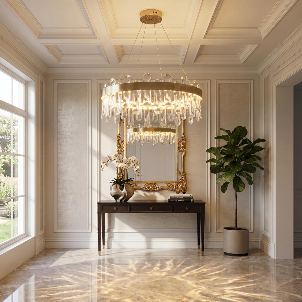 LED-kristall-pendellampa SWE074-1CP 50cm Brushed Gold