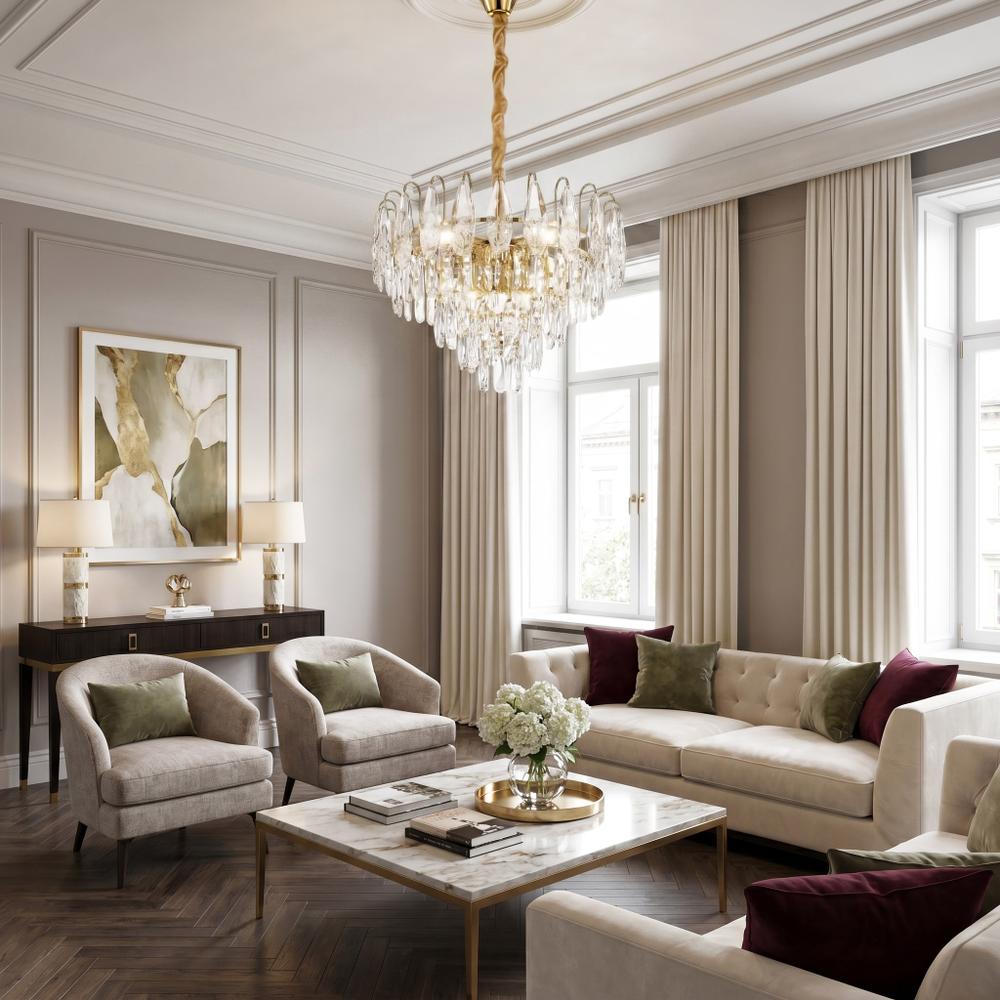 Kristall-pendellampa SWE080-CP 50cm GOLD