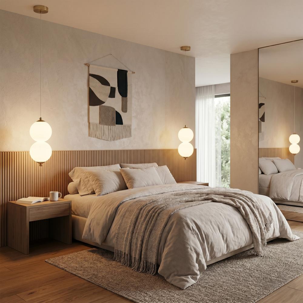 LED taklampa pendel LHJ117-2CP borstat guld