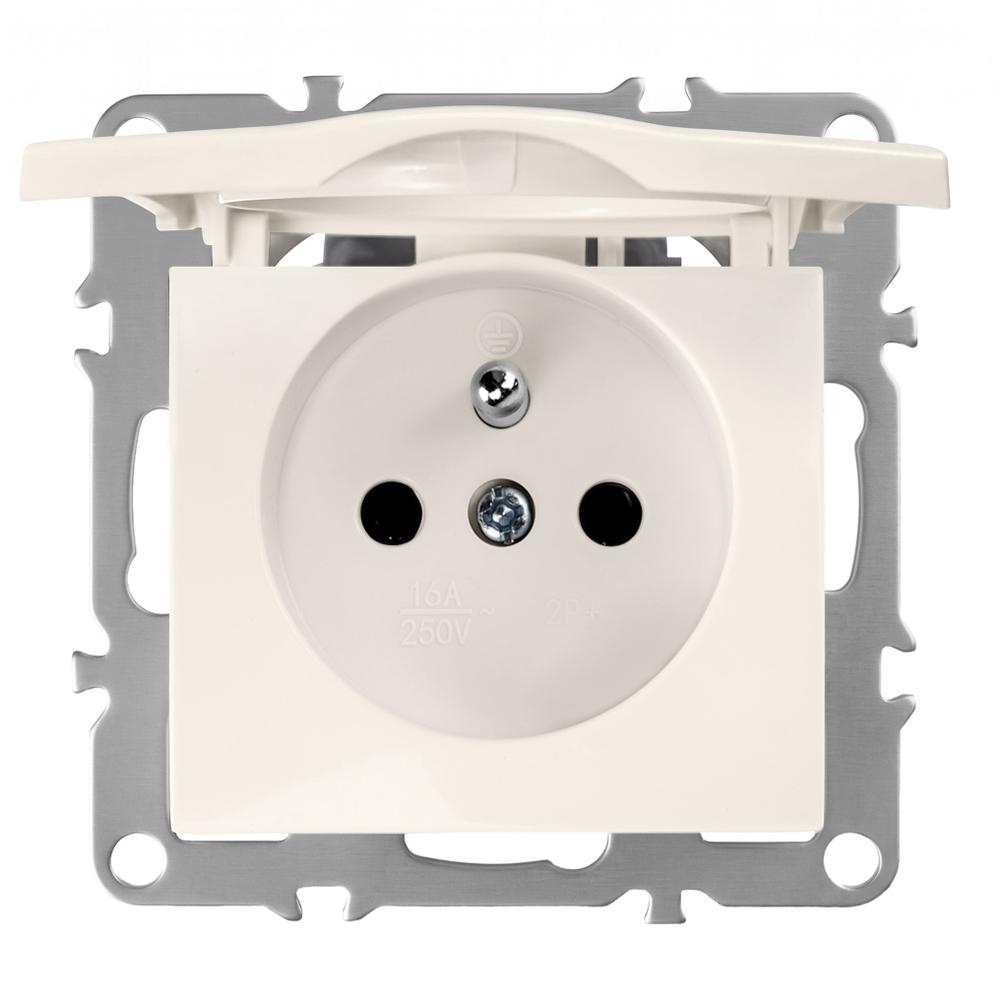 Single grounded socket with flap OSTE JNH005-G Beige