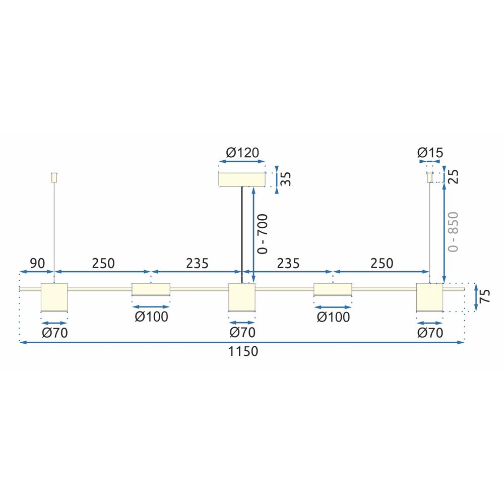 Hängande LED-taklampa APP929-5CP Guld
