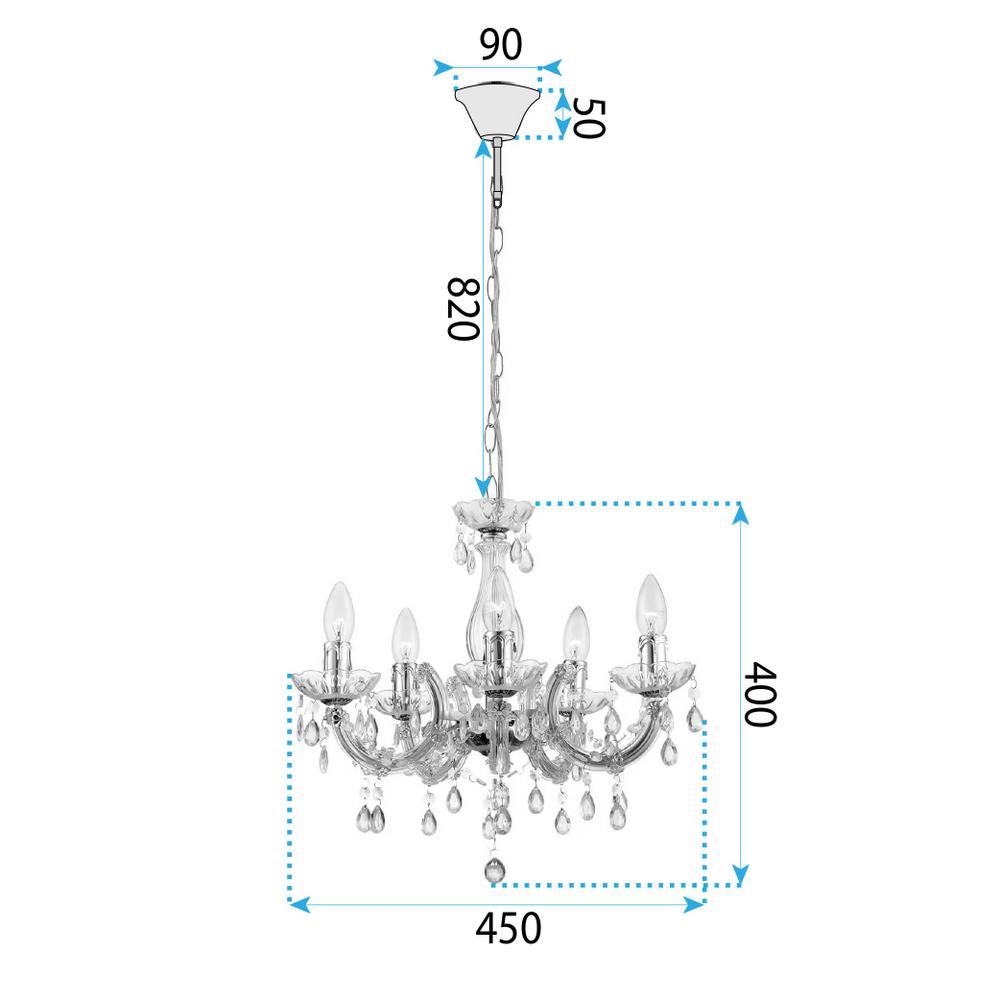 HÄNGANDE TAKLAMPA EBT004-5CP TRANSPARENT