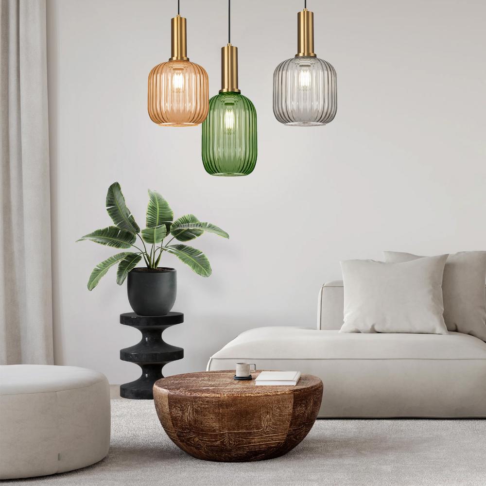 Glaspendellampa i tak med APP458-1CP Orange