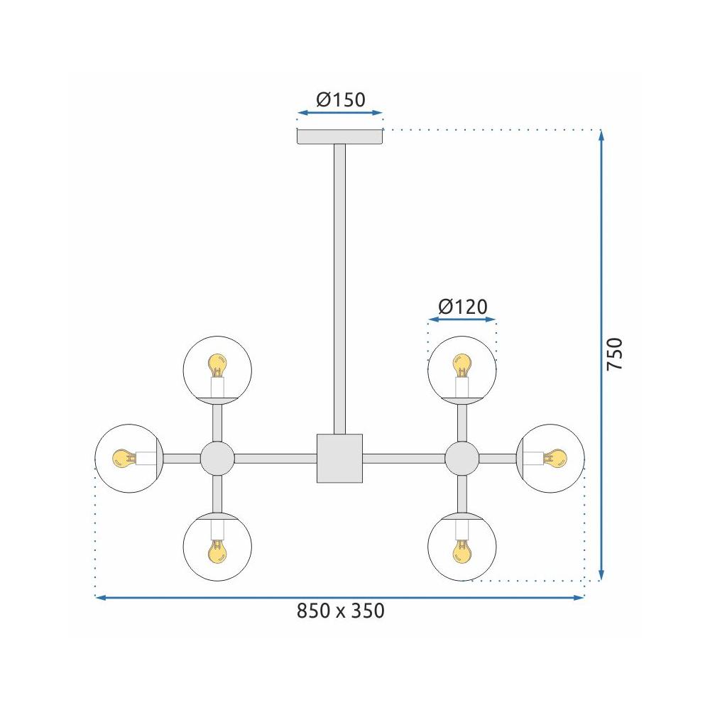 Taklampa i takpendel med 8 glober APP269-8C