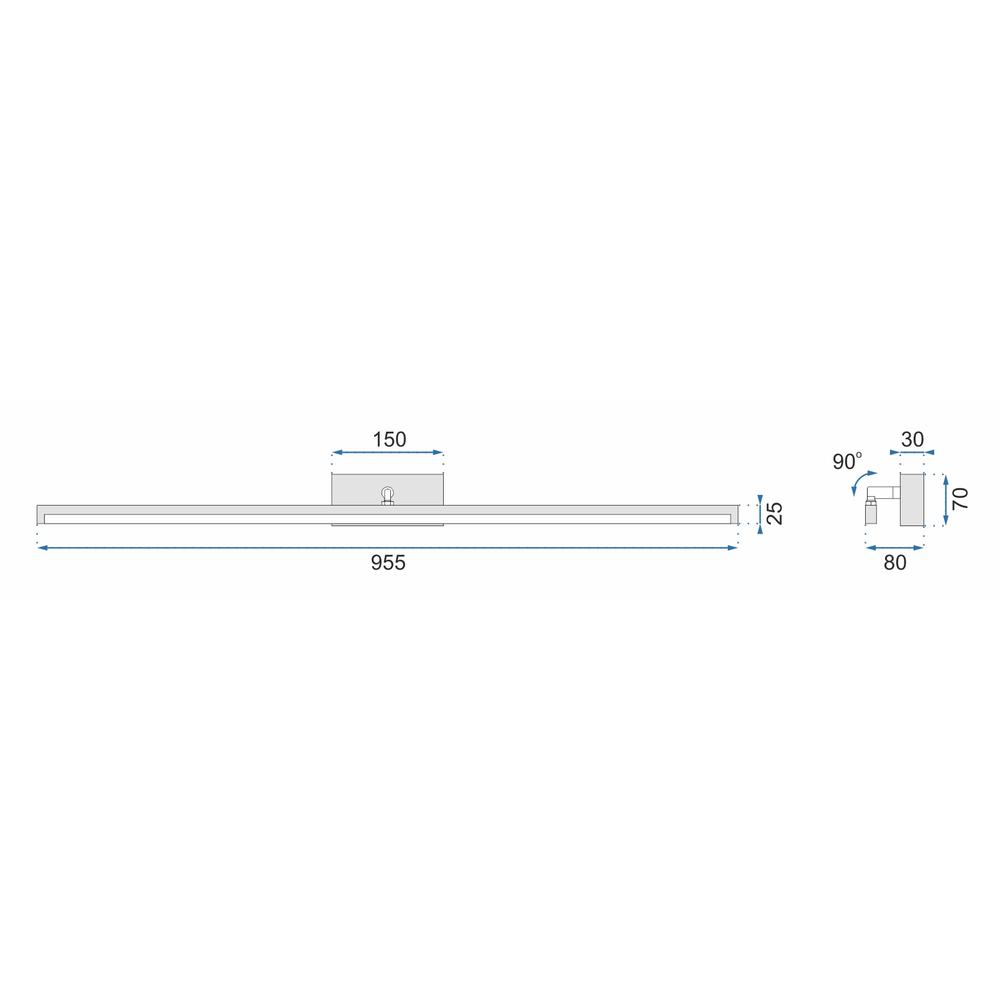 BADRUMSVÄGGLAMPA LED ÖVER SPEGEL 20W 100CM APP375-1W SVART