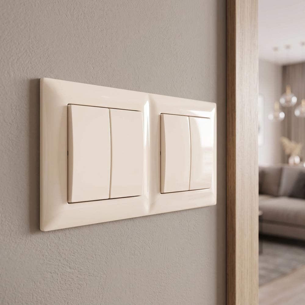 Marco doble para enchufes OSTE JNH014-2F Beige