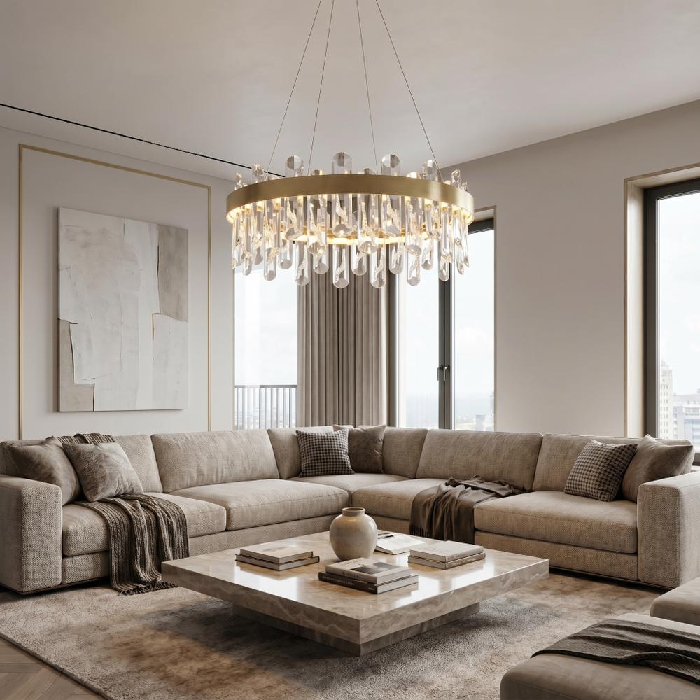 LED-kristall-pendellampa SWE074-1CP 50cm Brushed Gold
