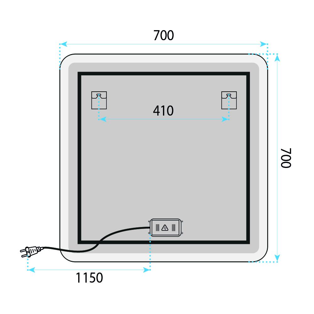 LED-VÄGGSPEGEL 70x70cm TOP-2