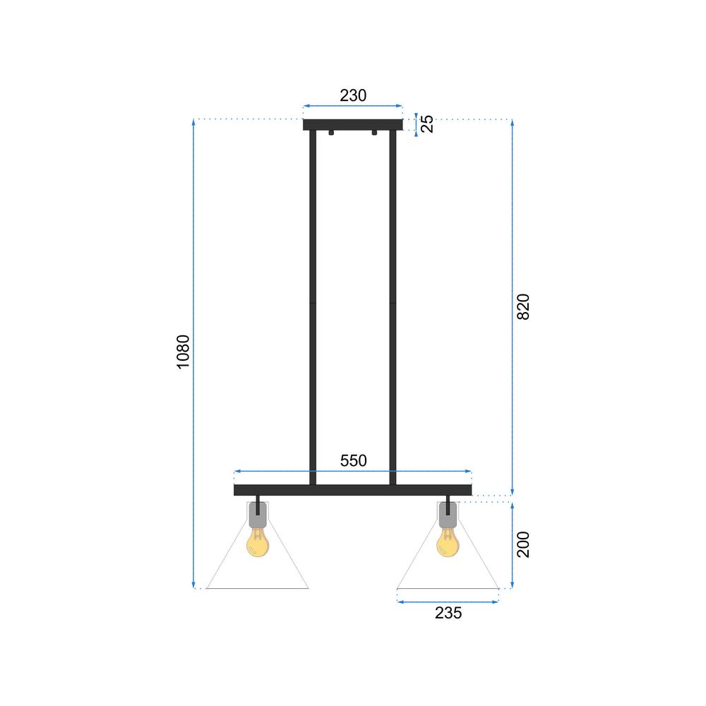 TAKLAMPA I GLAS OCH METALL APP317-2CP