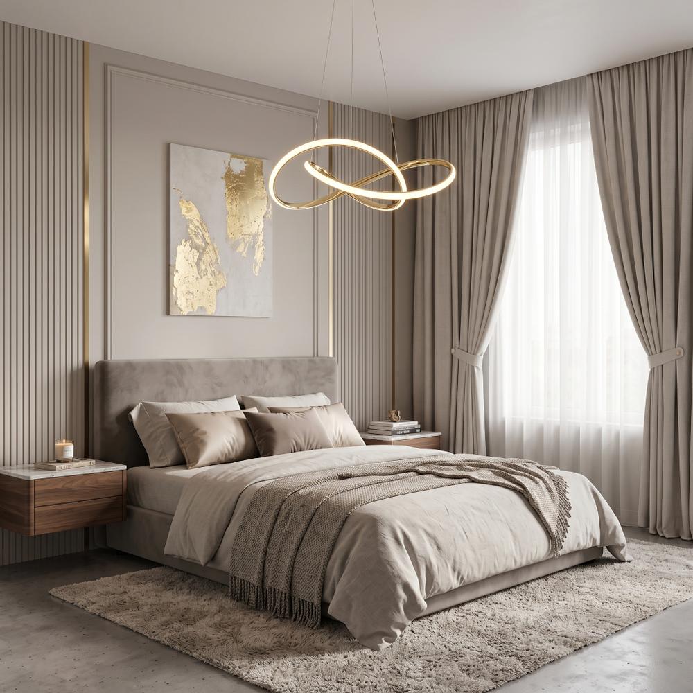 Taklampa Hängande Ring Modern LED + Fjärrkontroll APP394-CP Guld