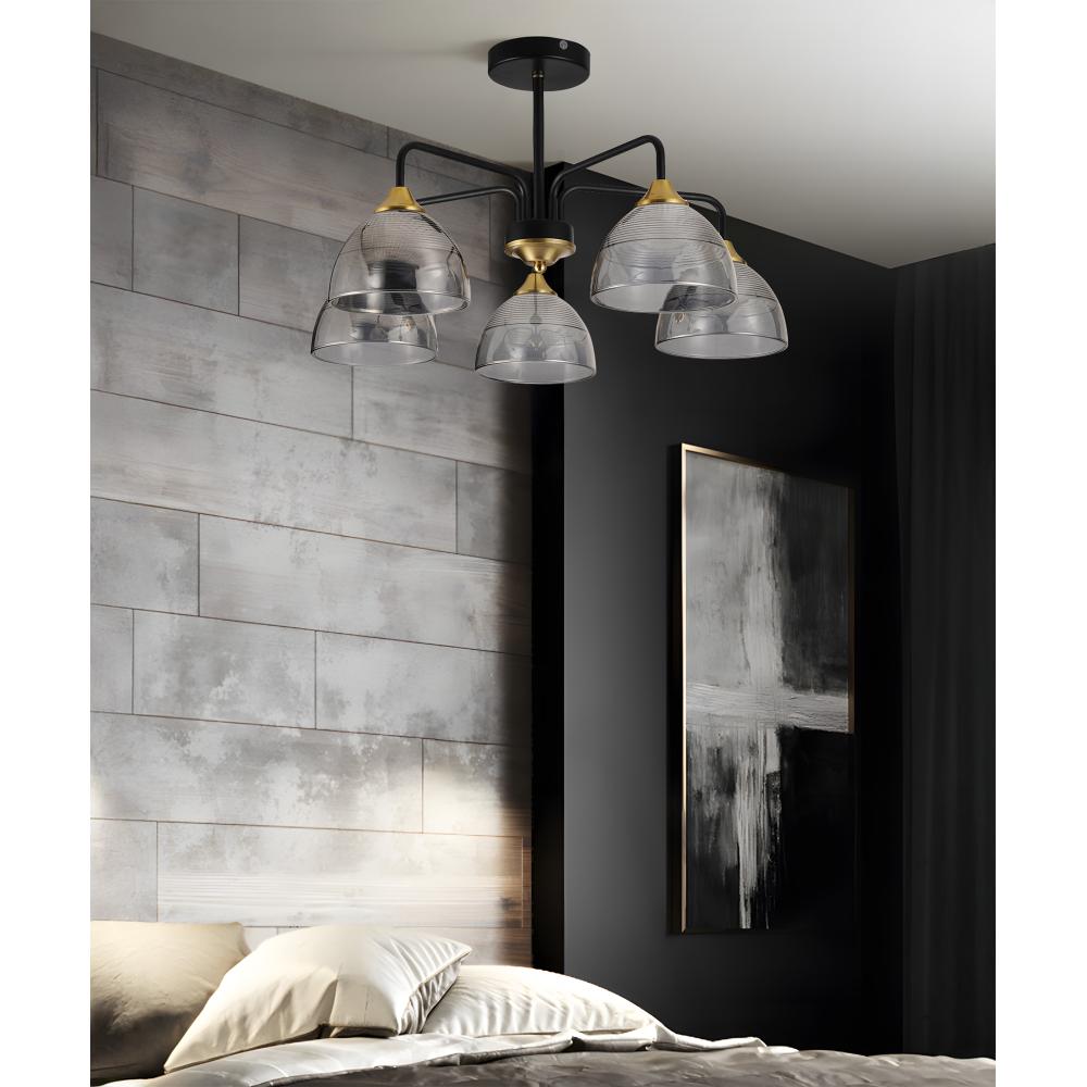 TAKLAMPA HÄNGANDE G085-5C Svart Speglad