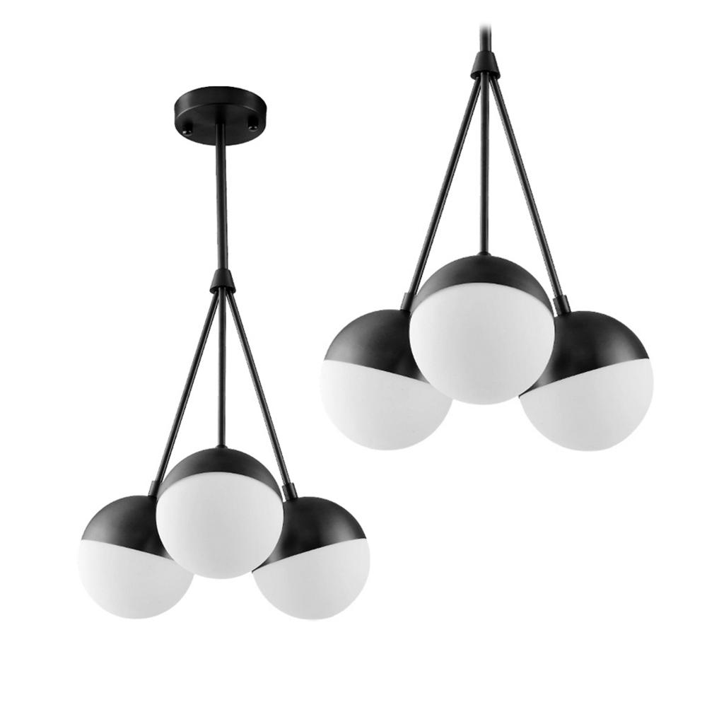Hänglampa Glas Klot Opal APP687-3CP Svart