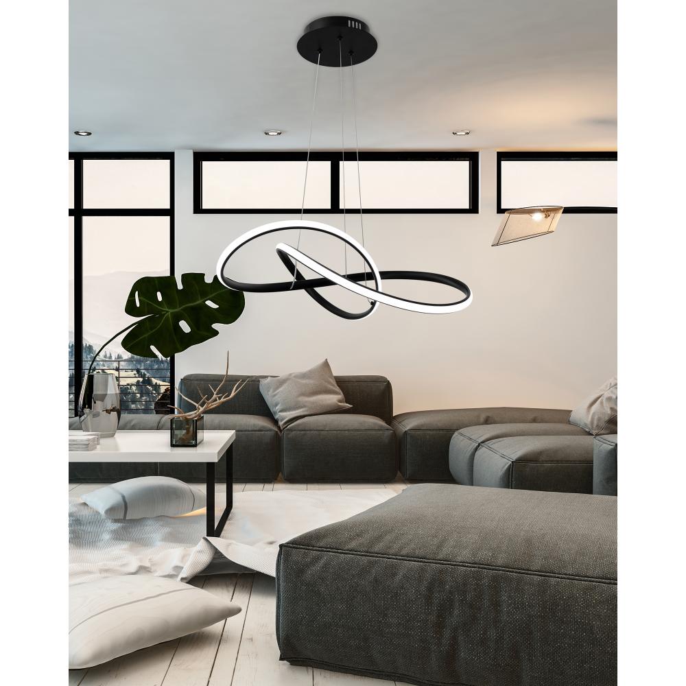 Taklampa Hängande Ring Modern LED + Fjärrkontroll APP395-CP Svart