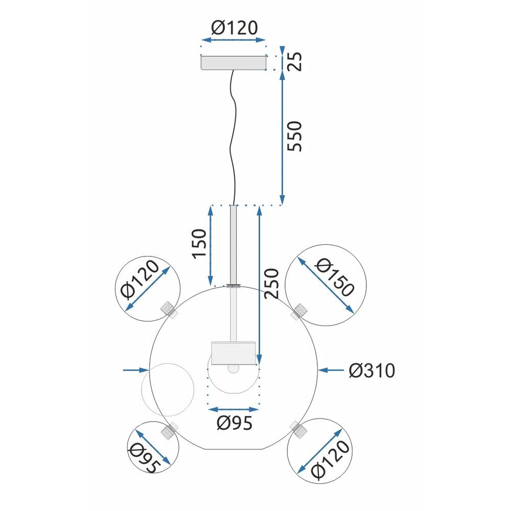 Hängande Taklampa Glasglober APP650-CP