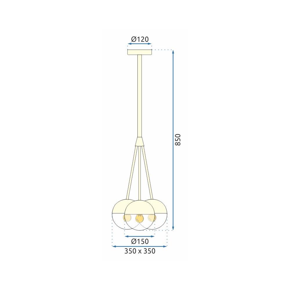 Hängande Lampa Glas Kula Opal APP688-3CP Guld