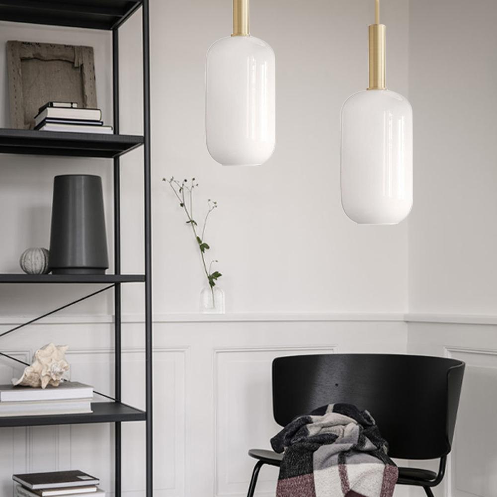 Hängande Lampa Glasrör Opal APP667-1CP Guld