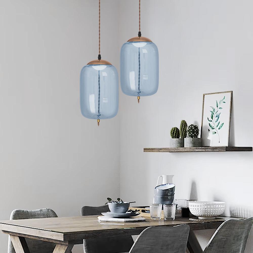 LED Glaspendellampa Tak APP443-CP Blå