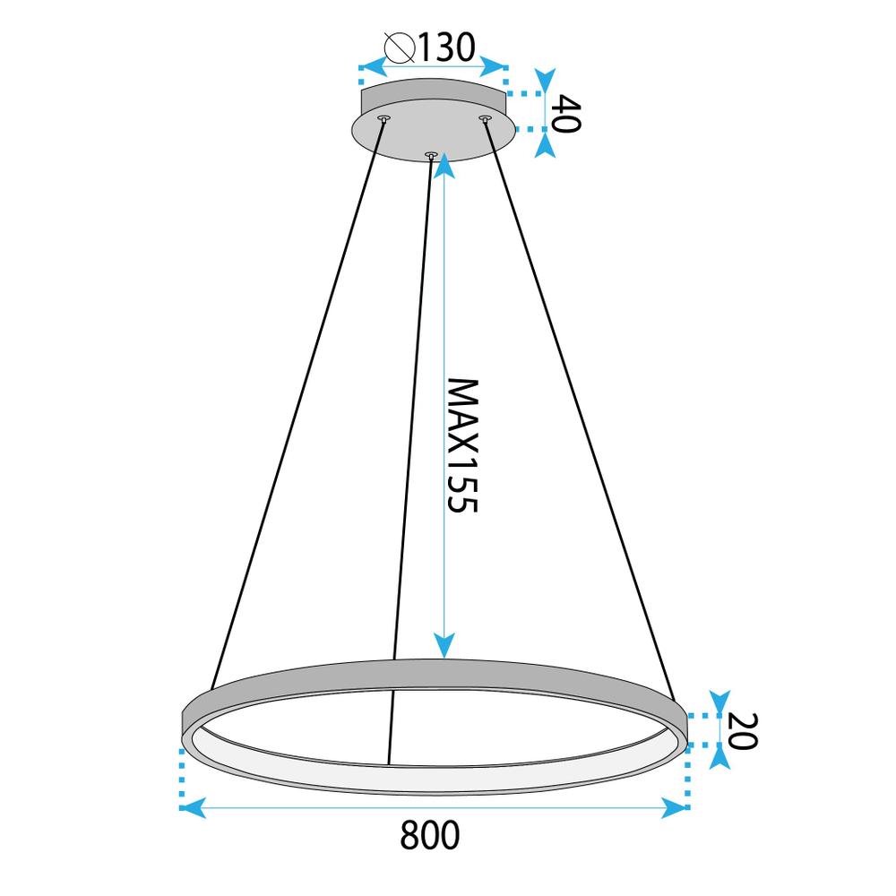 TAKLAMPA HÄNGANDE LHJ012-CP 80cm Svart