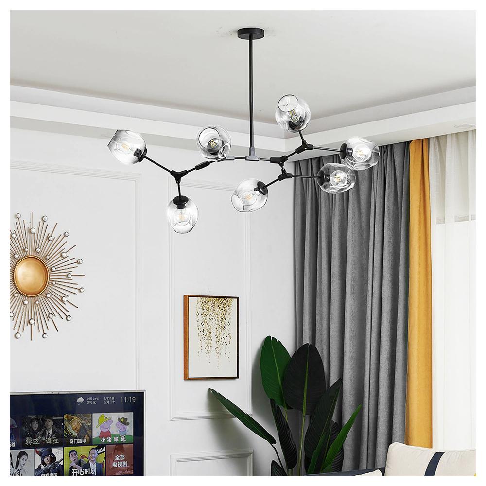 Hänglampa Glasbollar 7 Armar APP505-7C Svart