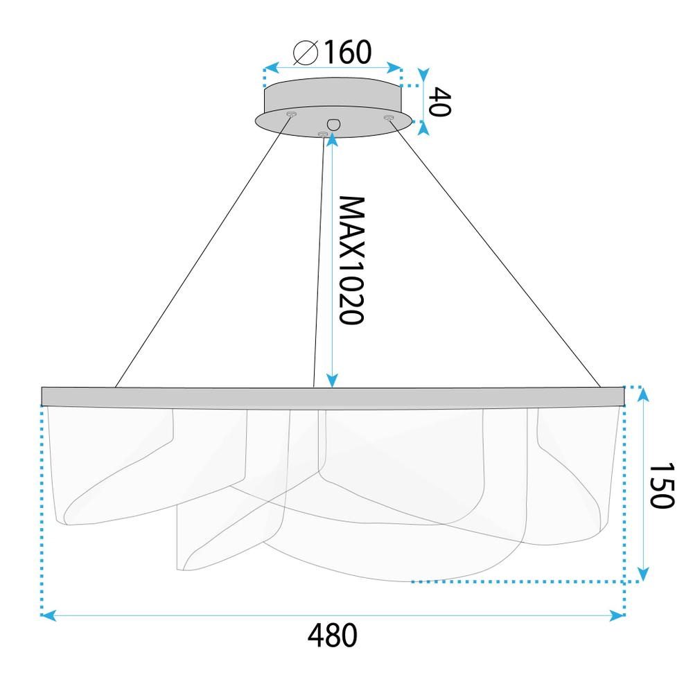 LED taklampa hängande G138-CP 50 cm Guld