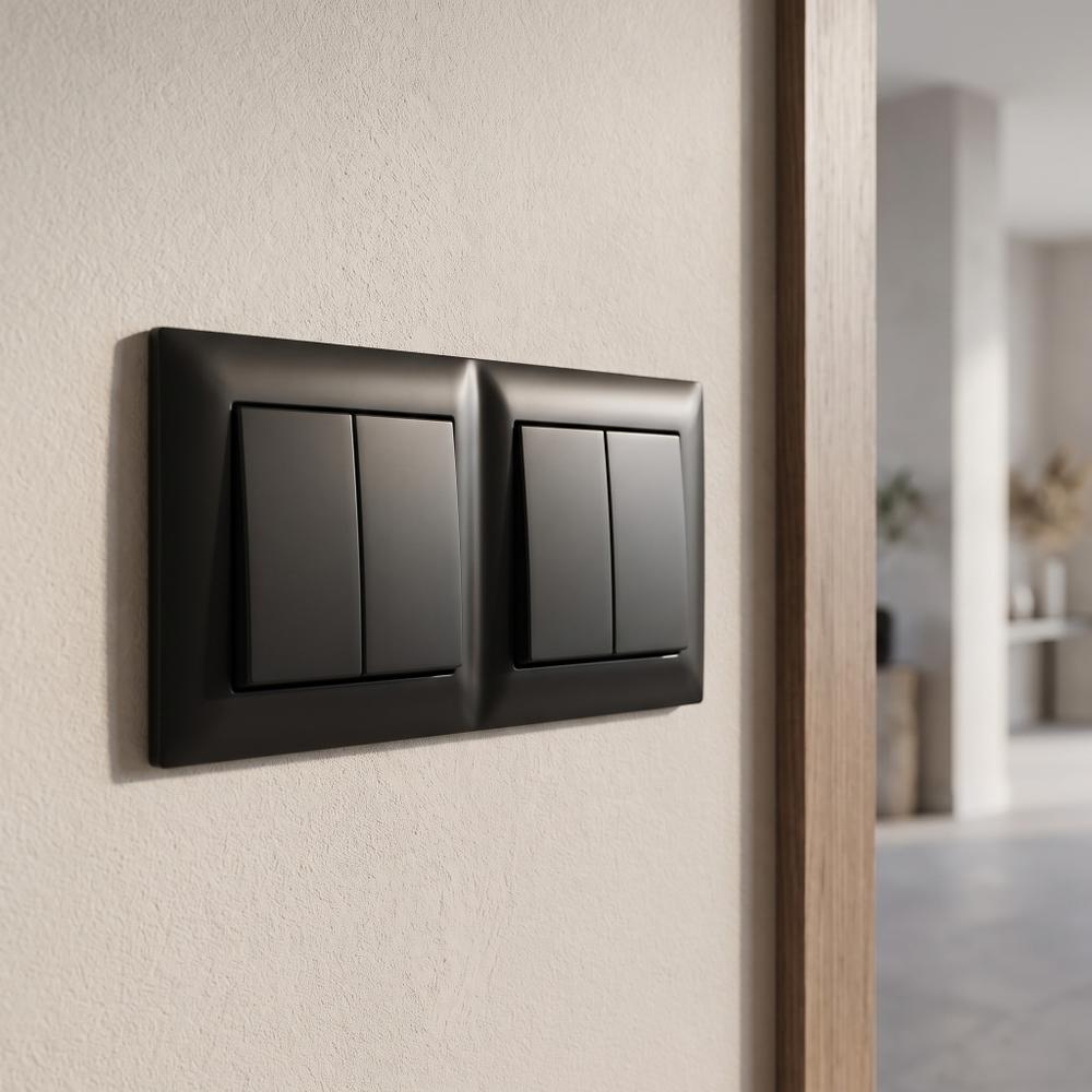 Marco doble para enchufes OSTE JNH014-2F Black