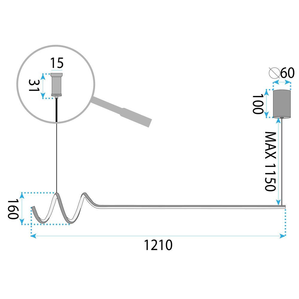 Hänglampa LHJ030-CP 120 cm BLACK