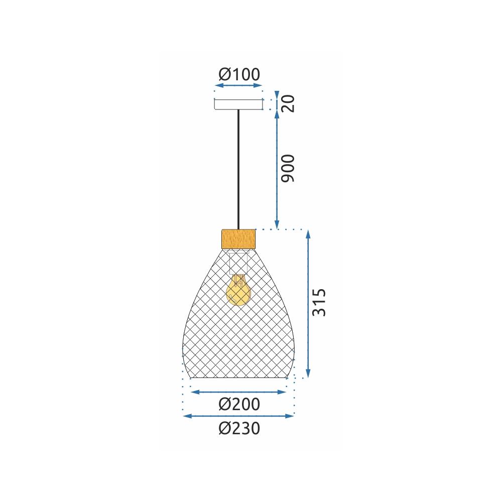 Retro glastaklampa APP897-1CP svart
