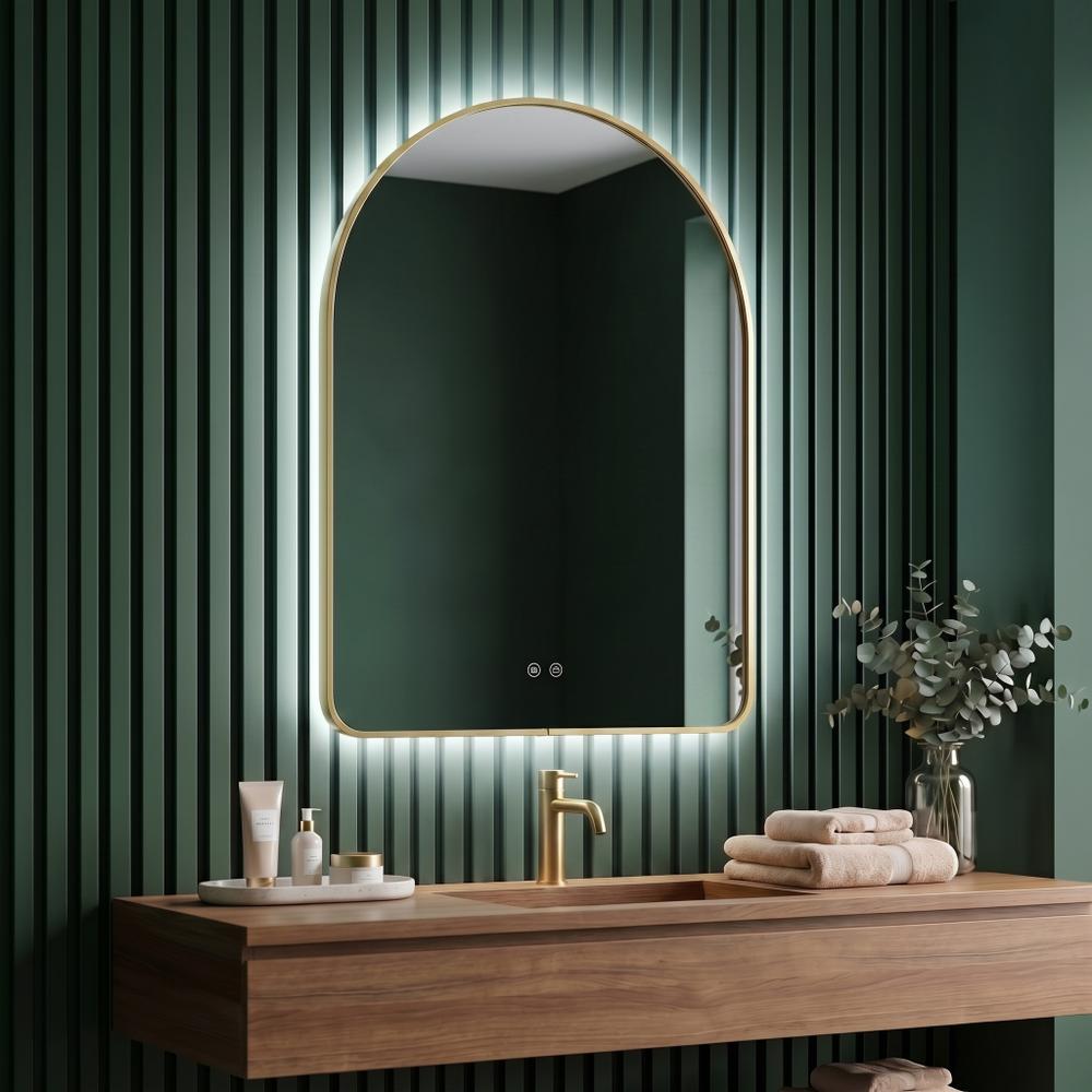 LED-VÄGGSPEGEL 80x60cm CAMLOT Brush Gold