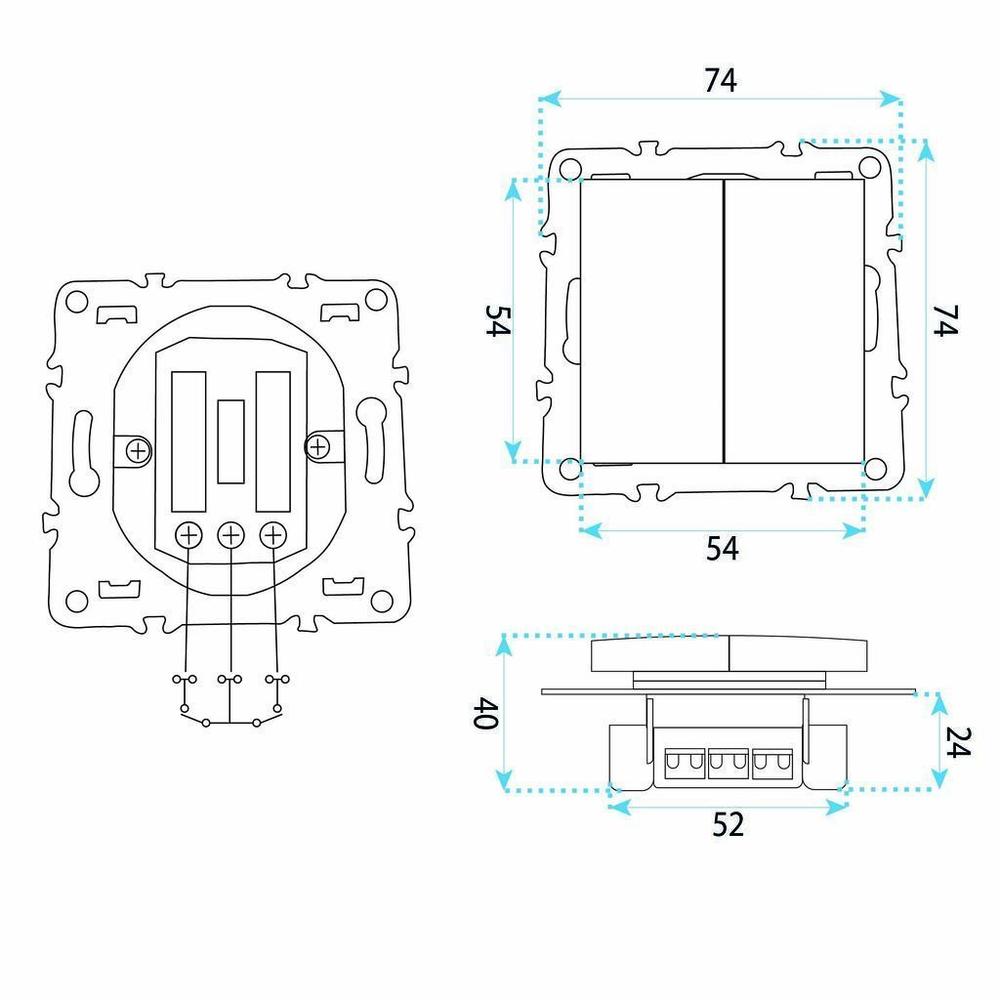 Interruptor Doble con Marco OSTE JNH007-W BLACK