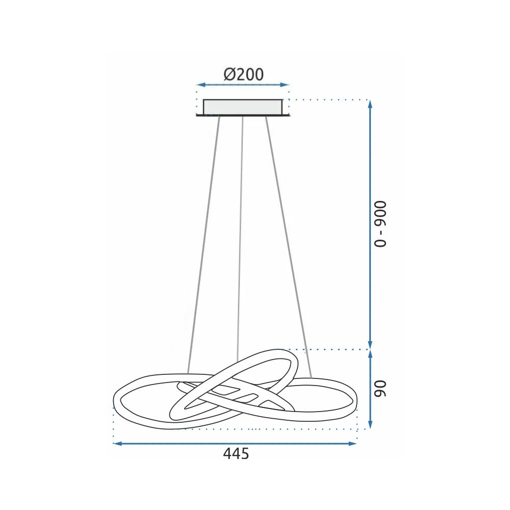 Taklampa Hängande Ring Modern LED + Fjärrkontroll APP389-CP Krom