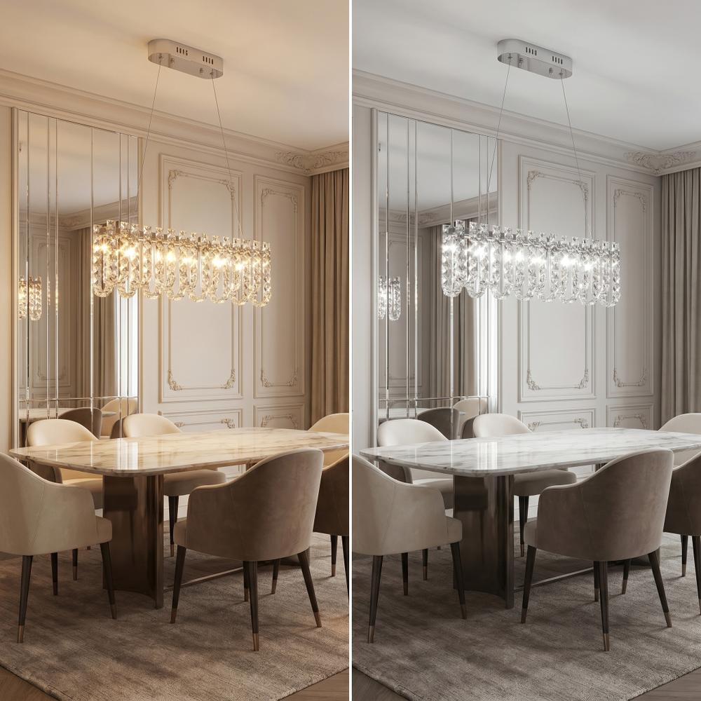 LED-kristall-pendellampa SWE073-CP 60cm Chrome