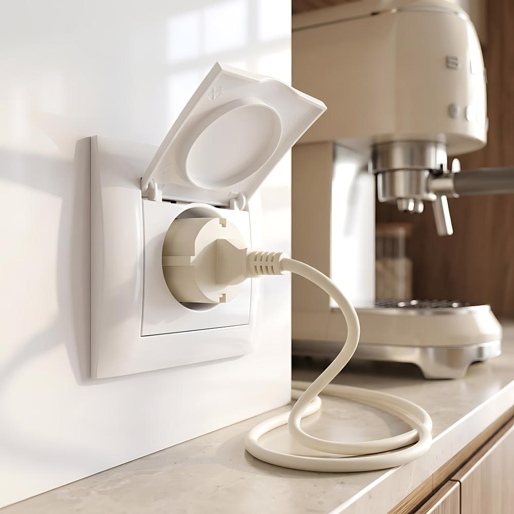 Vienvietīga rozete ar zemējumu un vāciņu OSTE JNH005-G White