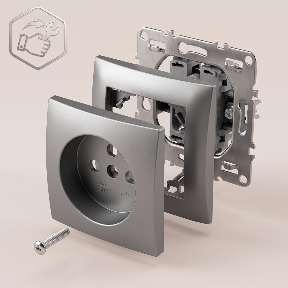 Single grounded socket with frame OSTE JNH001-G Grey