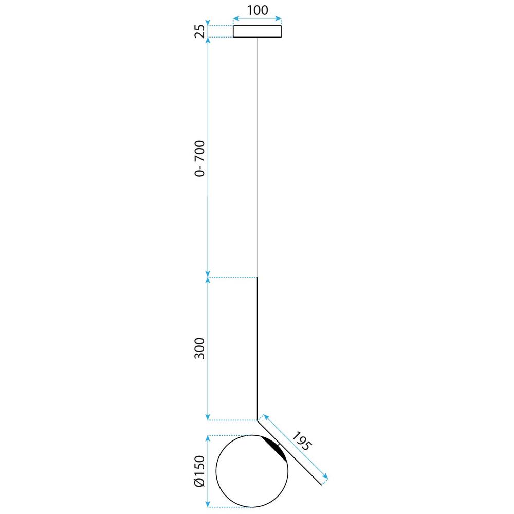 Taklampa Hängande Glasglob G107-1W Svart Vit