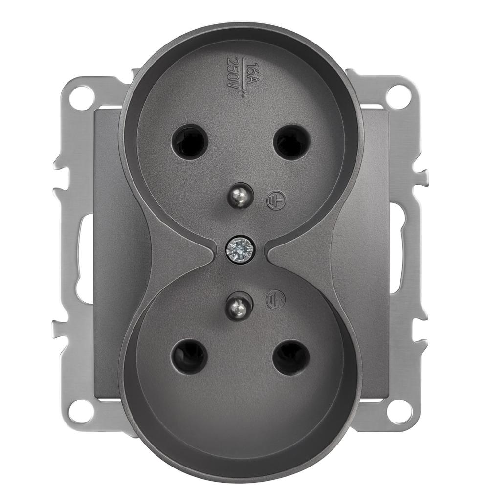 Double prise avec mise à la terre OSTE JNH002-G Grey
