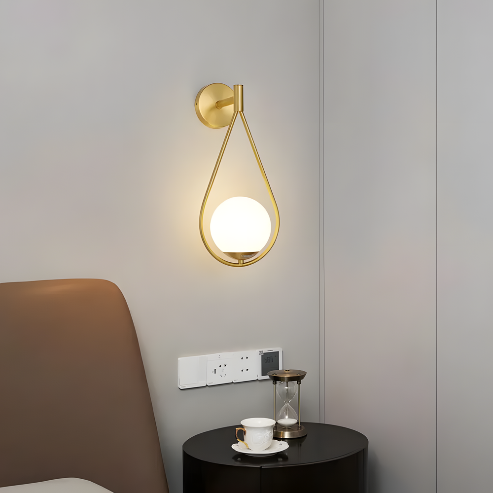 Vägglampa Klot Glas G094-1W Guld Vit