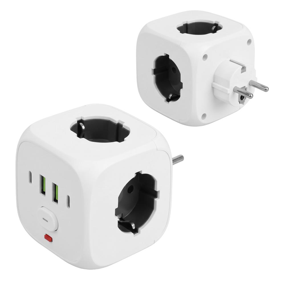 7-in-1 Würfel-Mehrfachsteckdose JNH019 White
