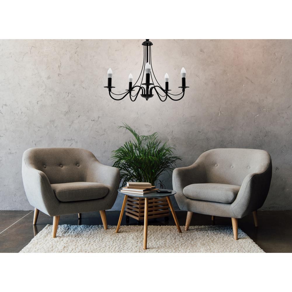 Rustik Takpendlad Lampa APP647-5CP Svart