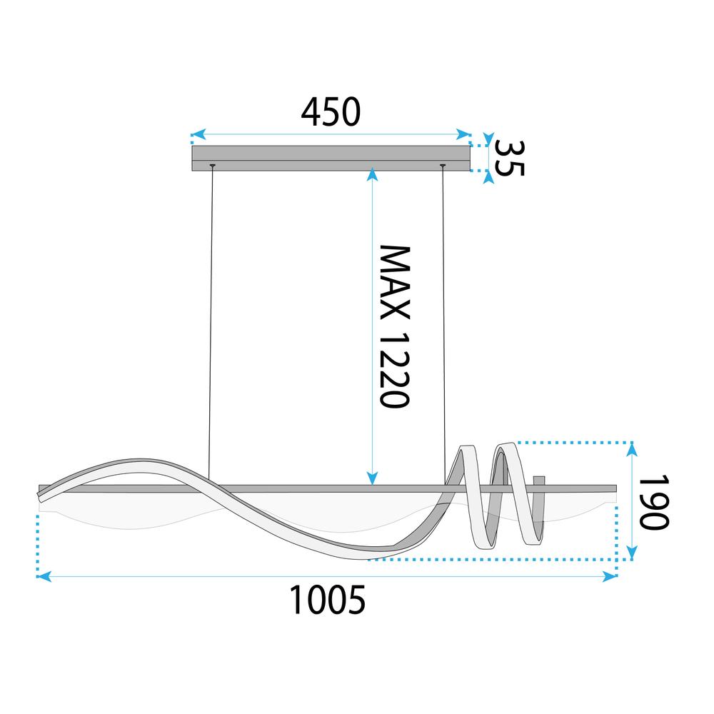 Hängande LED-lampa LHJ041-CP 100 cm SVART