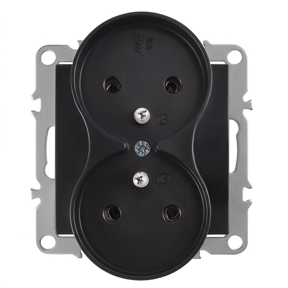 Doble enchufe con toma de tierra OSTE JNH002-G Black