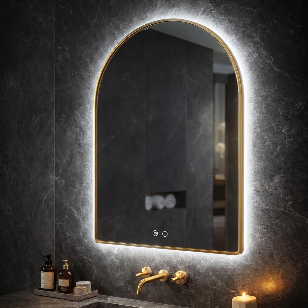 LED-VÄGGSPEGEL 80x60cm CAMLOT Brush Gold